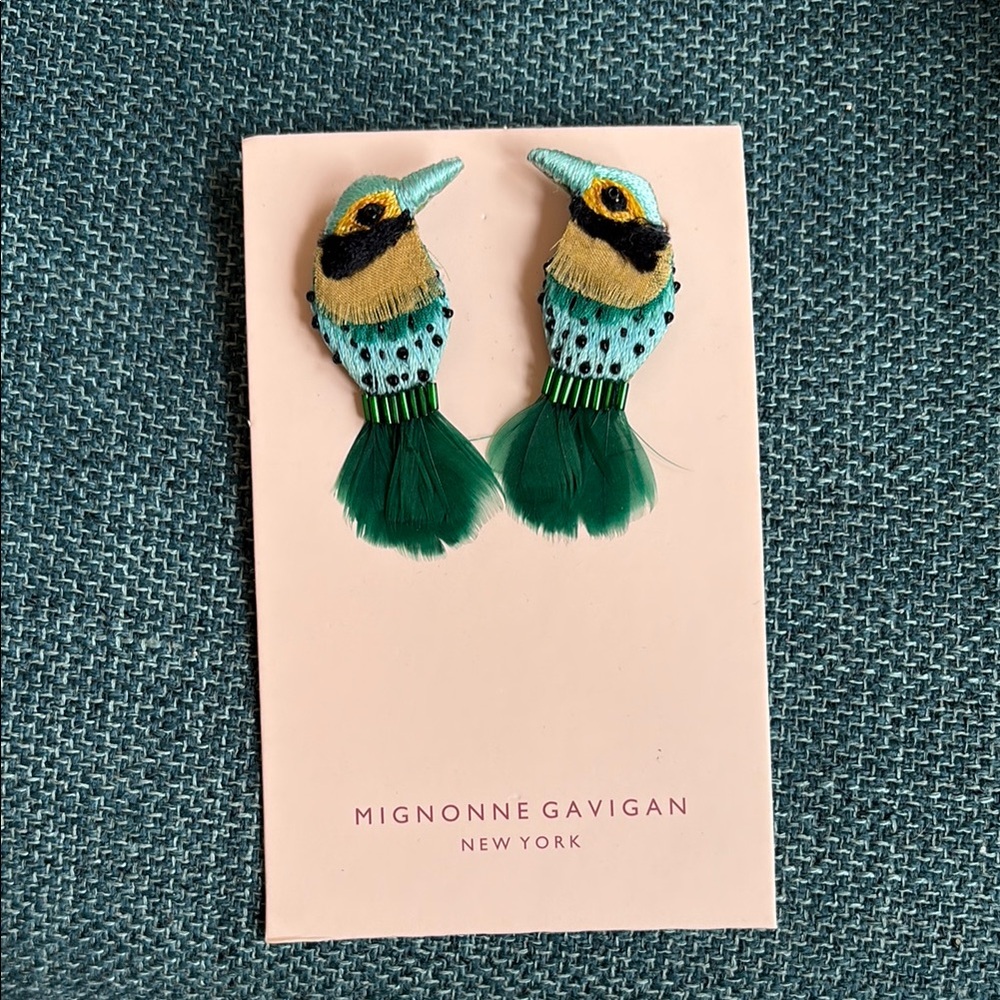Mignonne Gavigan Green Woodpecker Bird Earrings